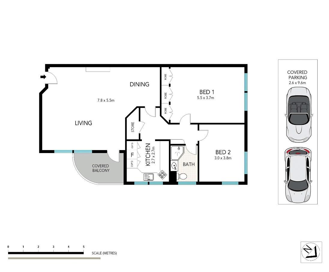 Oversized north facing apartment in quiet location