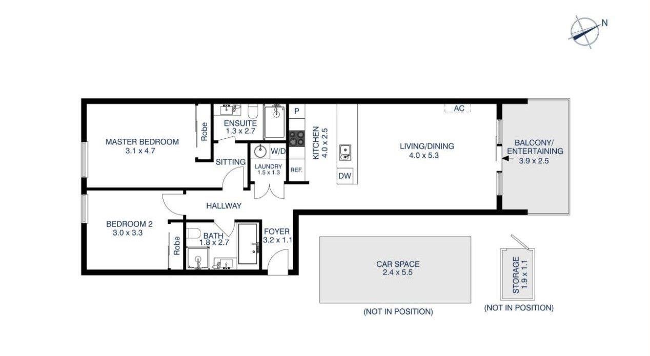 Light and bright two bedroom unit with Modern Interiors