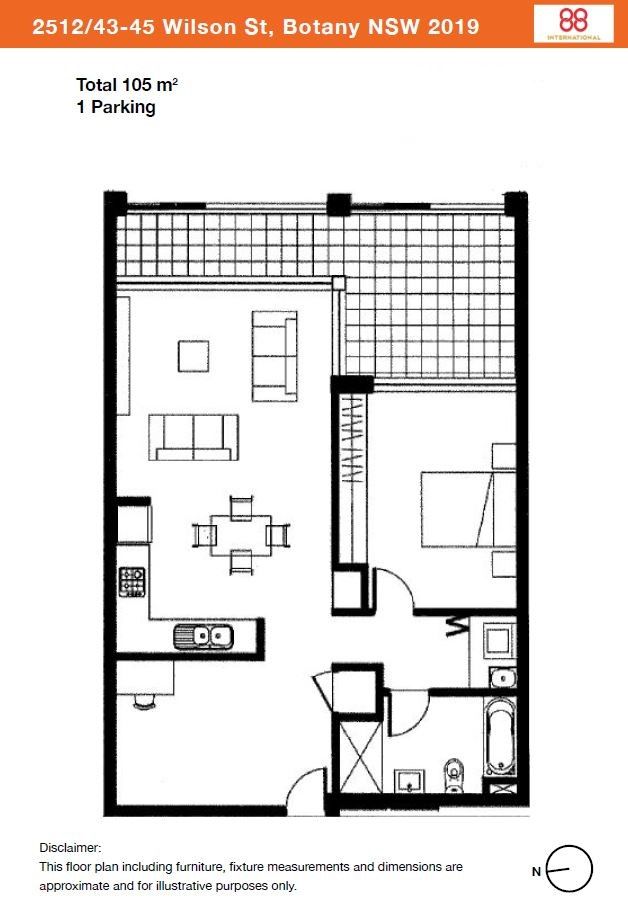 An oversized 1 Bedroom + Study with uninterrupted morning sun