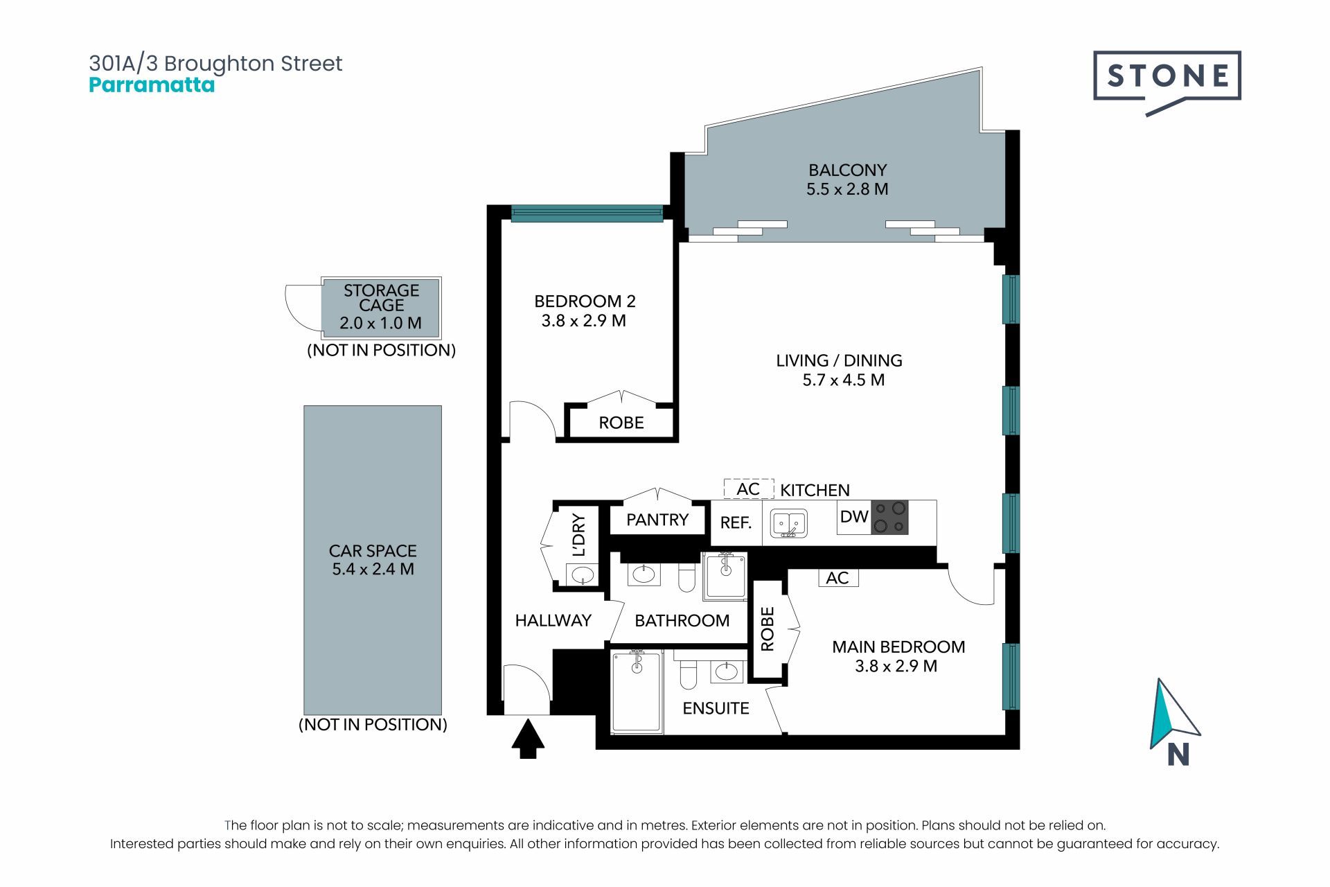 North facing, light filled two bedroom apartment