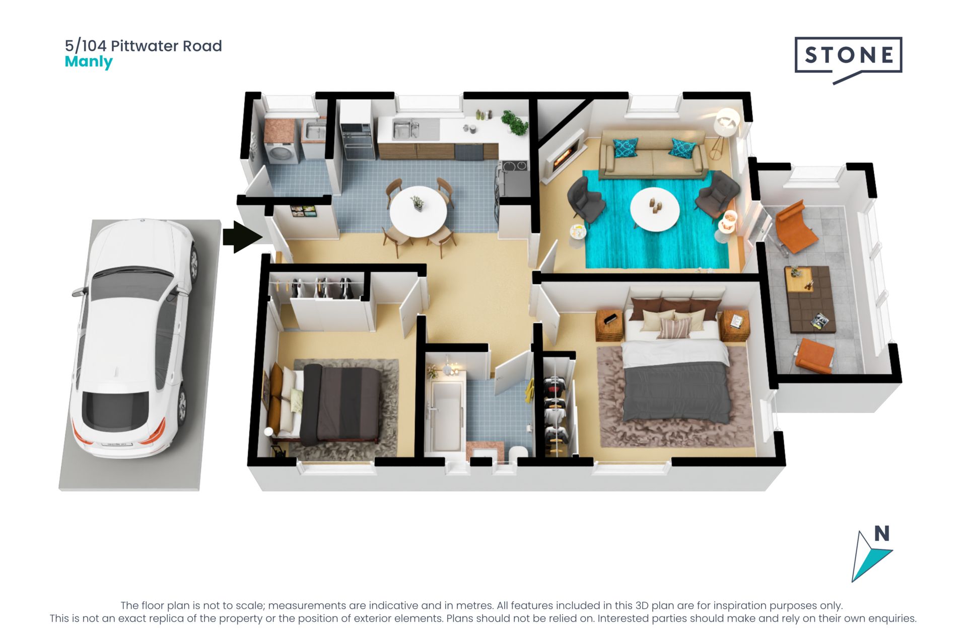Light filled character apartment 200m from the beach