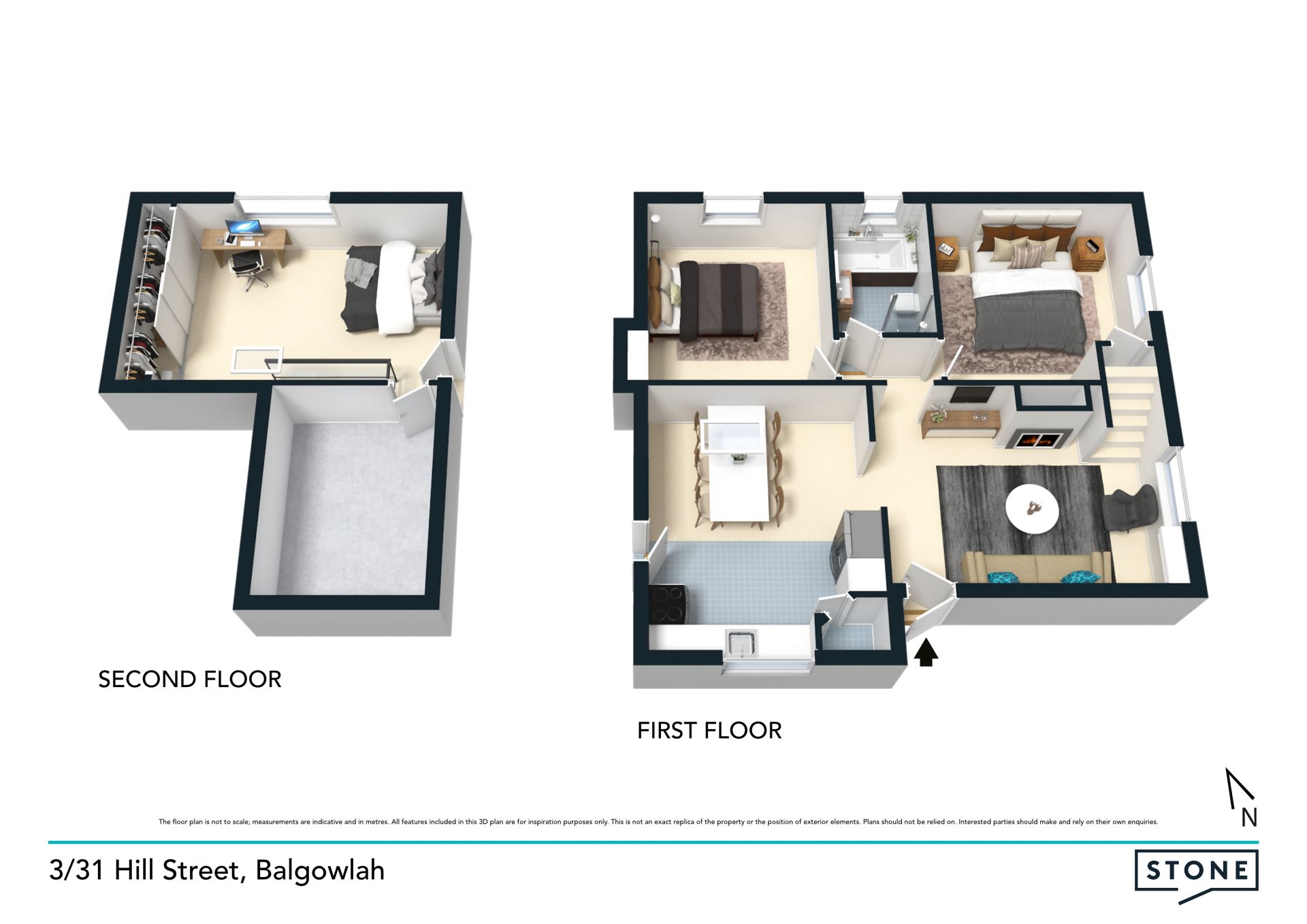 Unique loft style two level apartment