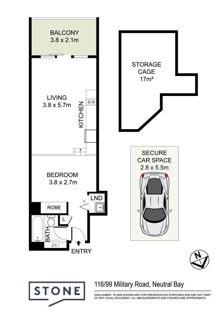 Stylish, Convenient Studio Unit with Carspace and Large storage cage