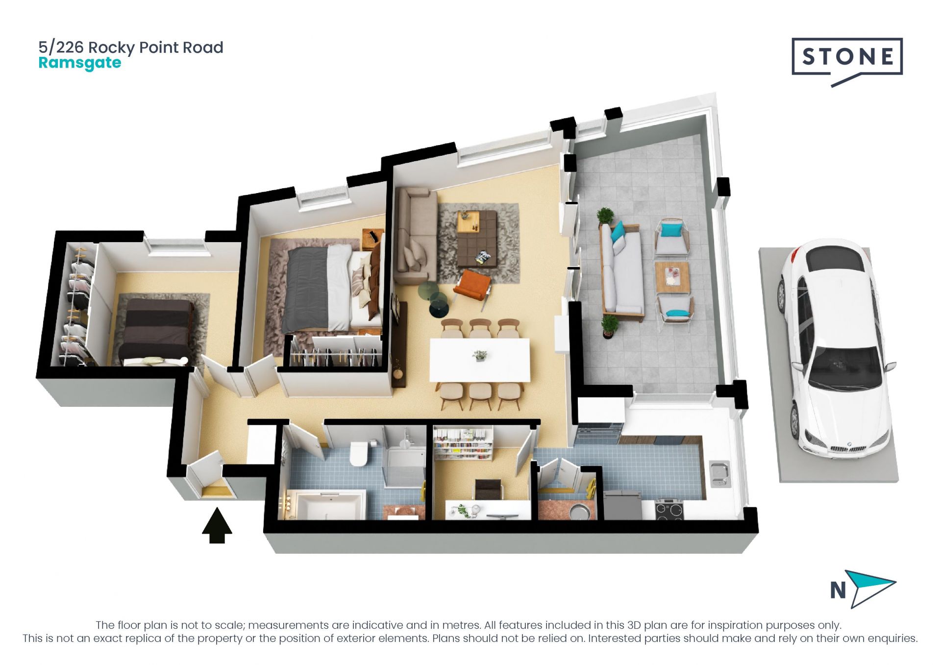 Stylish North facing Top-Floor Apartment in a Prime Location