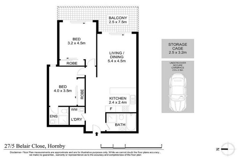 Generously sized two-bedroom apartment