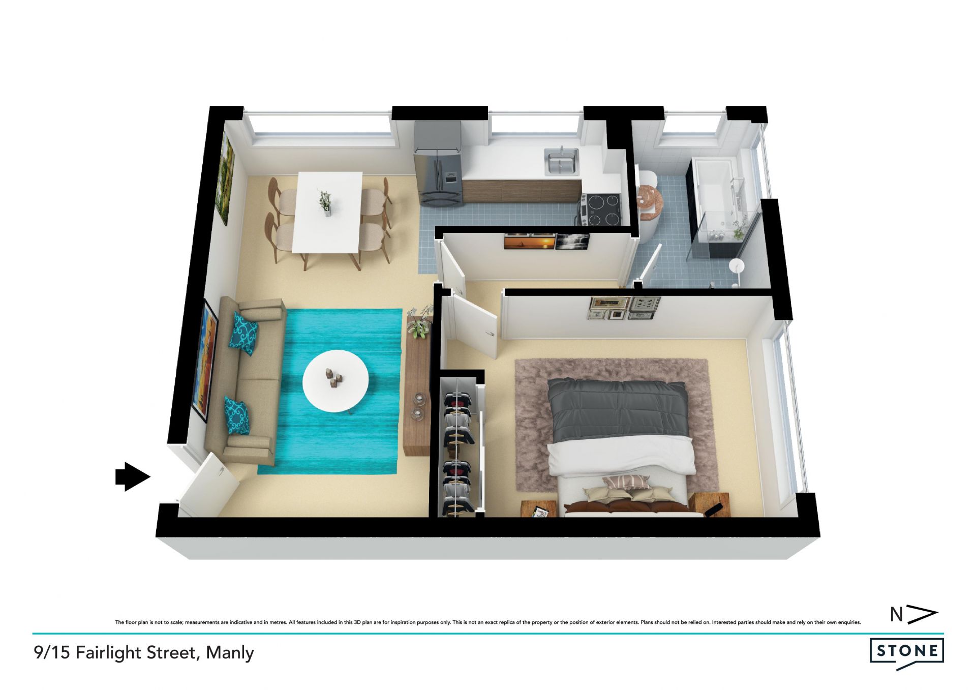 Oversized one bedder in prime harbourside address