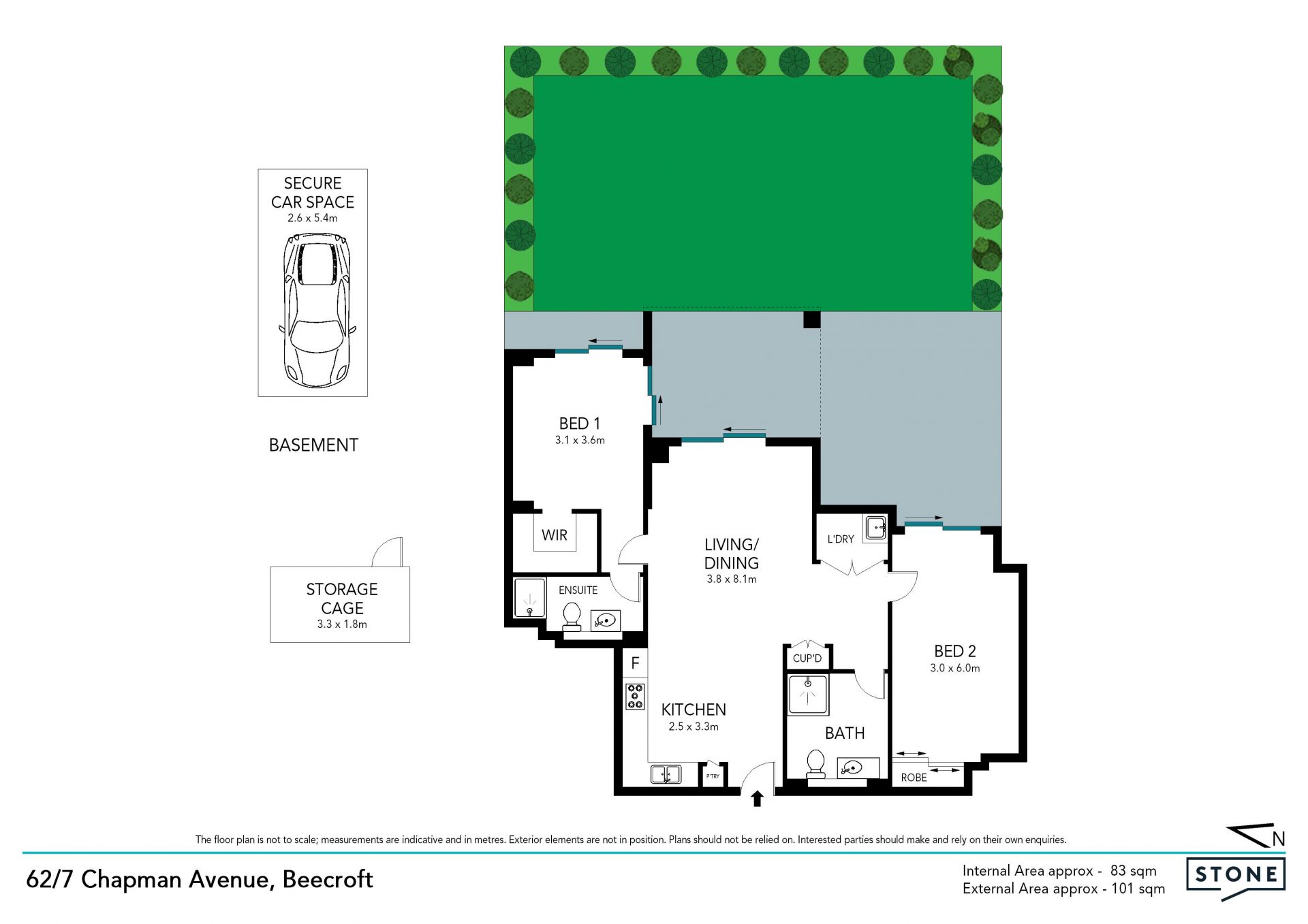 Desirable courtyard dimensions within 'The Croft'