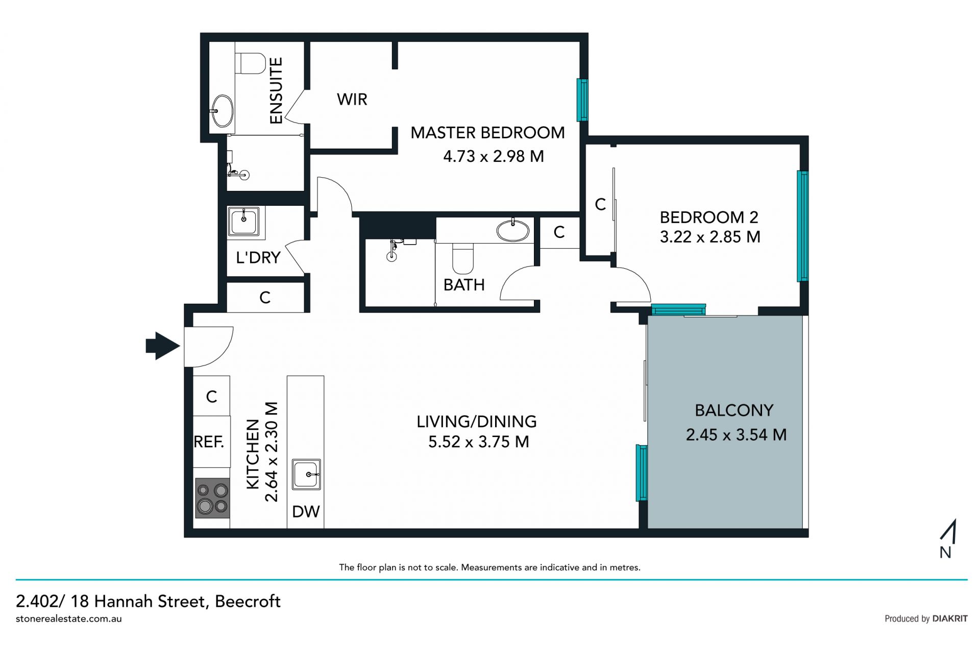 Stylish apartment with city views with 99sqm on title