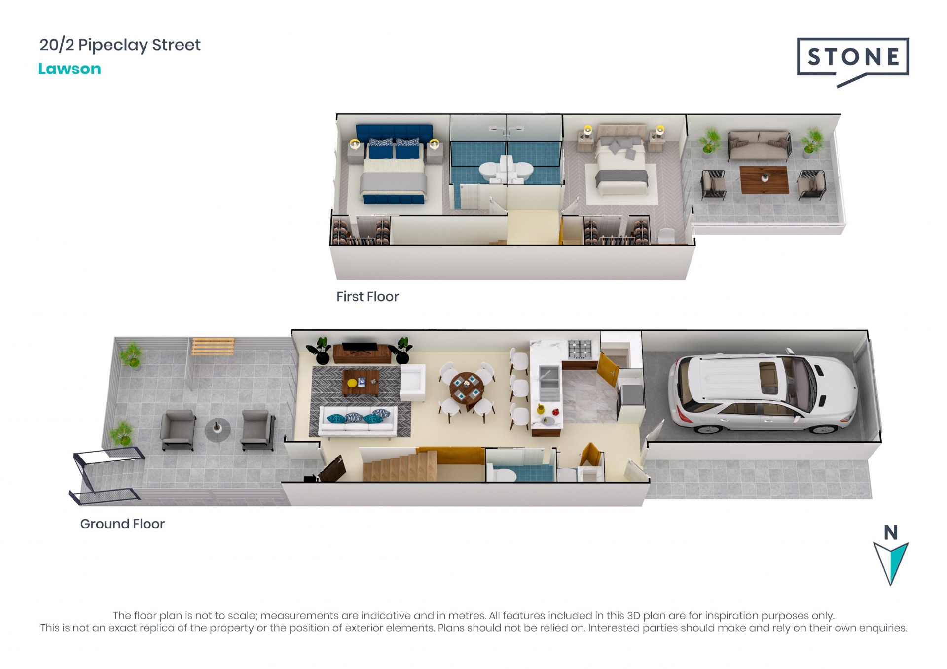 Contemporary two-bedroom home.