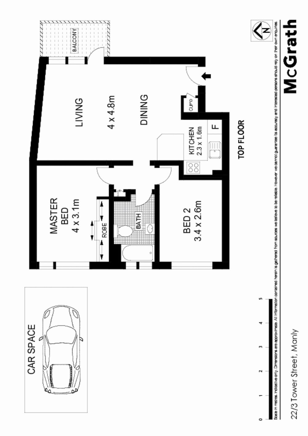 Secure north facing apartment with parking