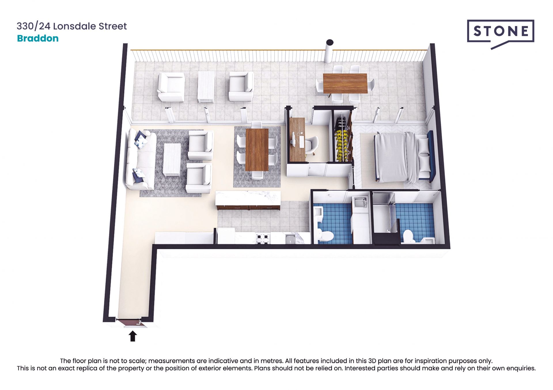 Architecturally designed 72 sqm 1 Bed + Study on Lonsdale Street