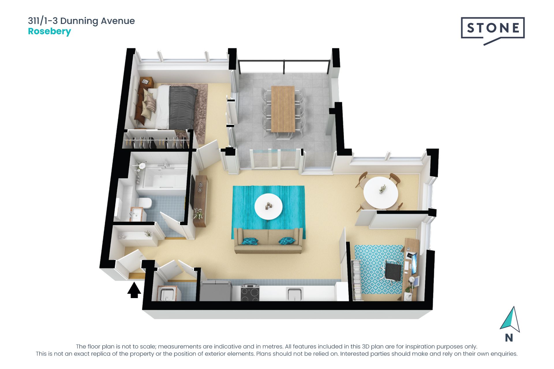 Oversized one-bedroom plus study apartment in 'Revere'