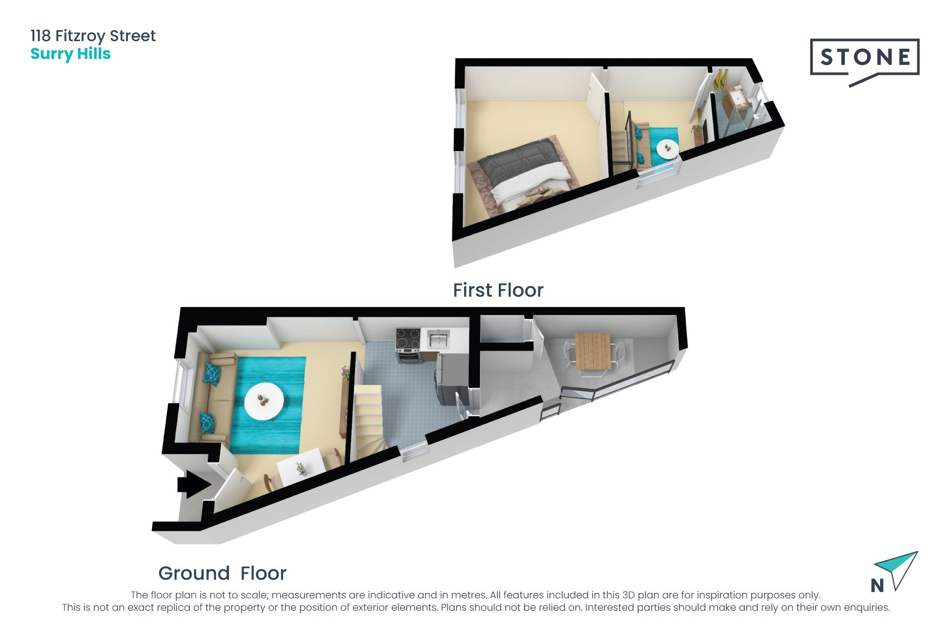 TWO STOREY, 1 BEDROOM TERRACE