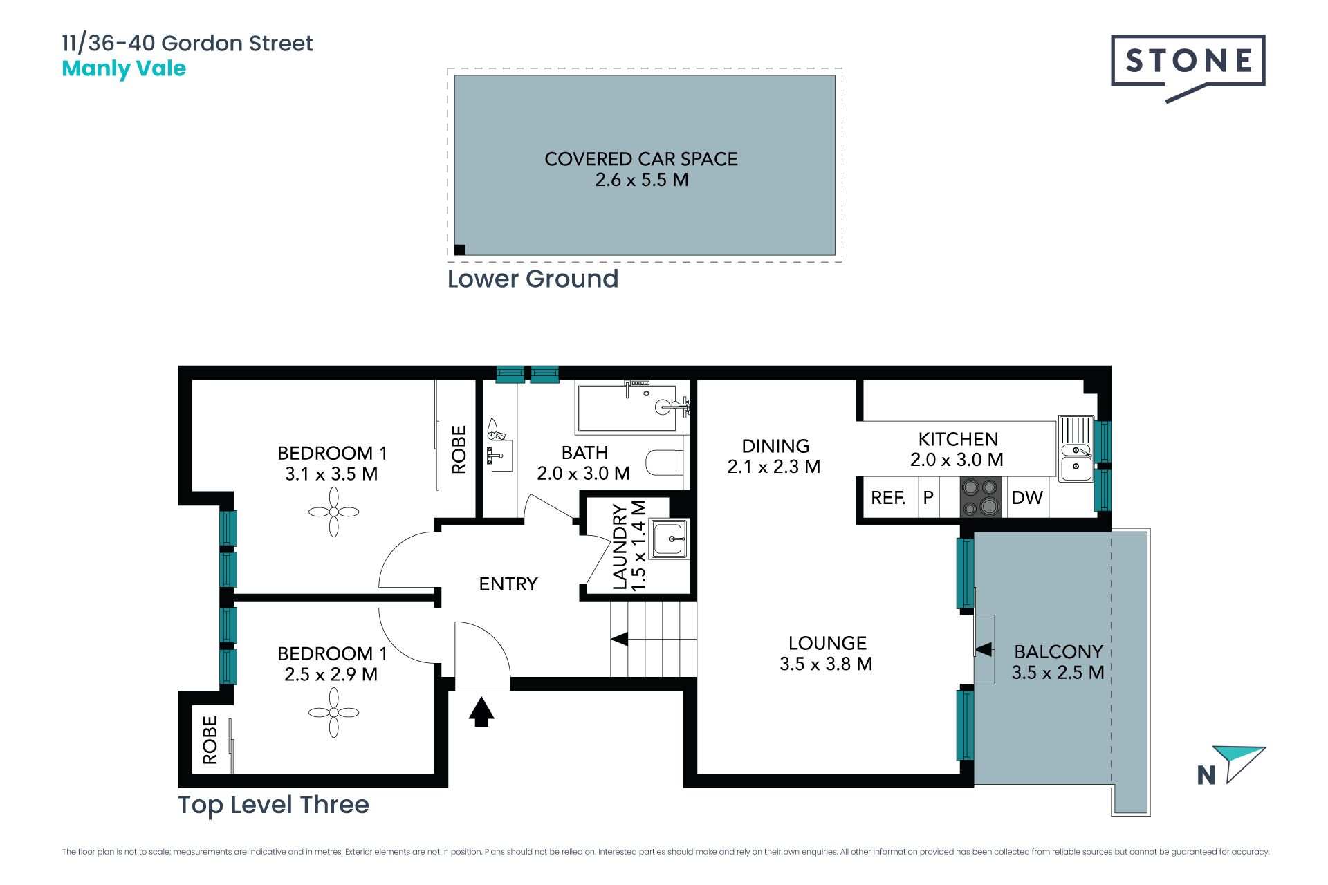 Stylish two bedroom apartment with large leafy north balcony