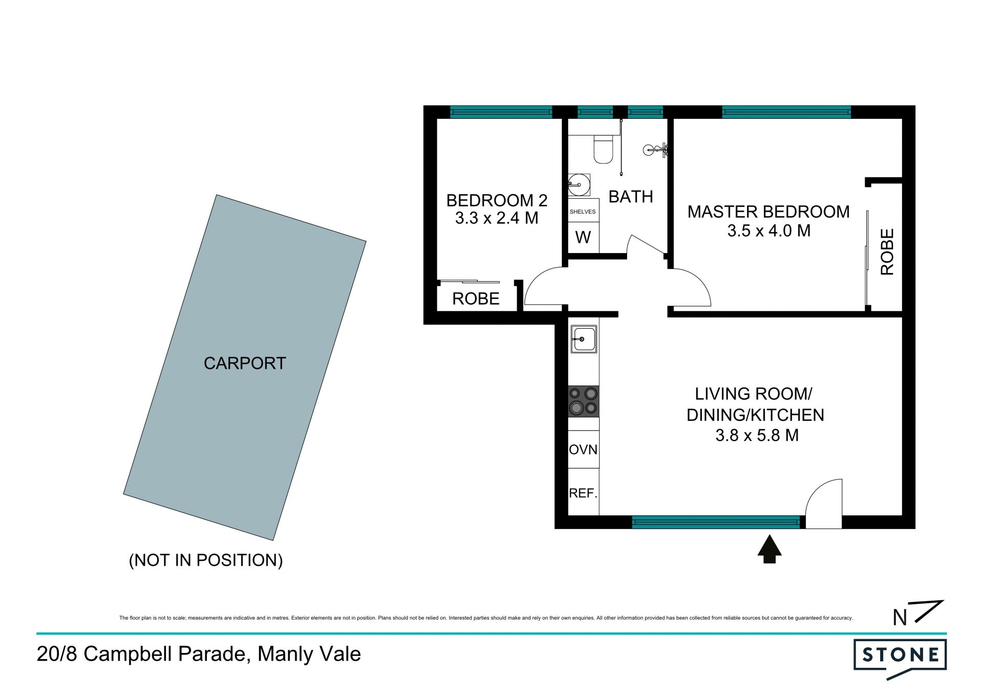 Top floor 2 bedroom apartment in convenient location with leafy outlook