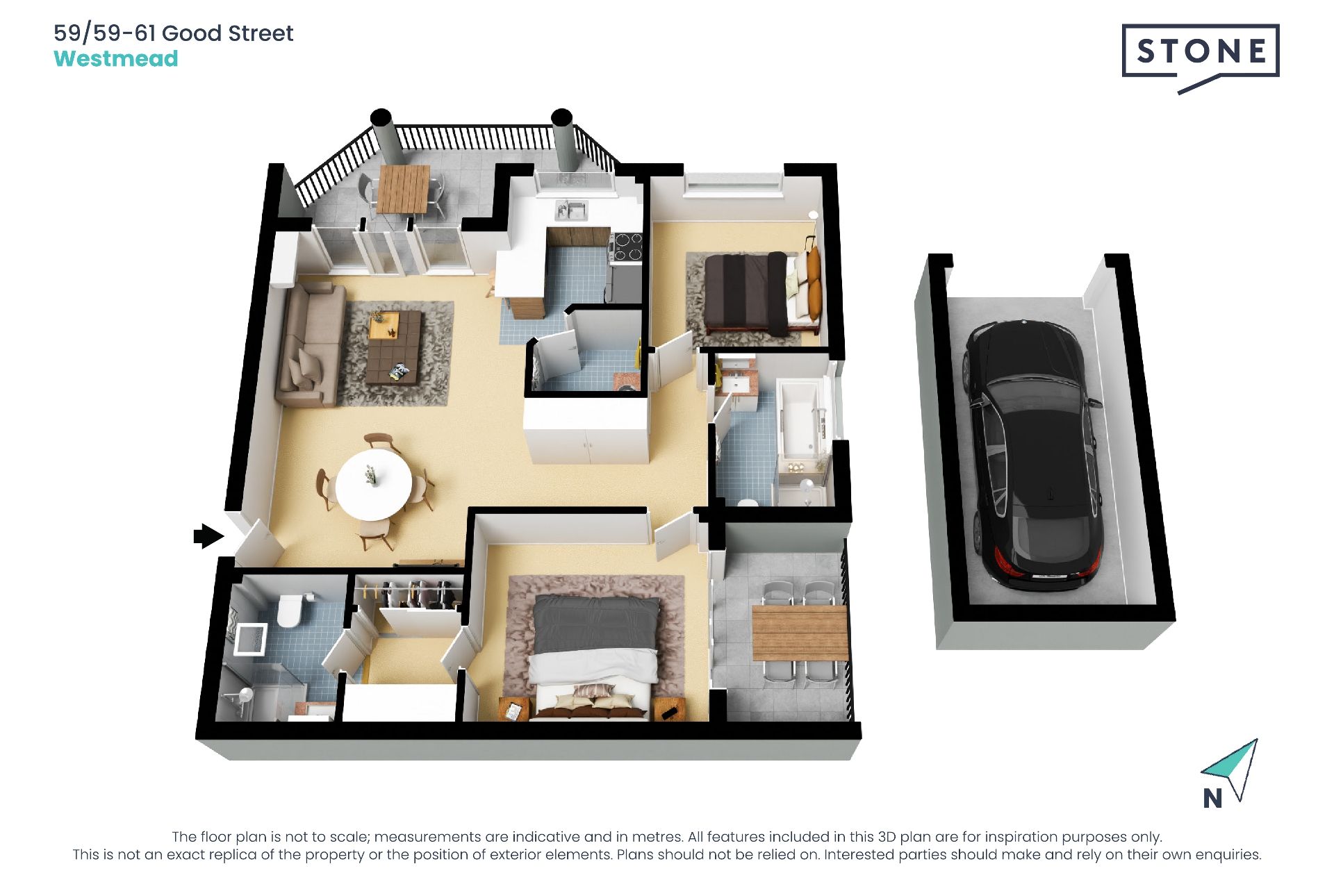 North-facing Apartment with Two Balconies