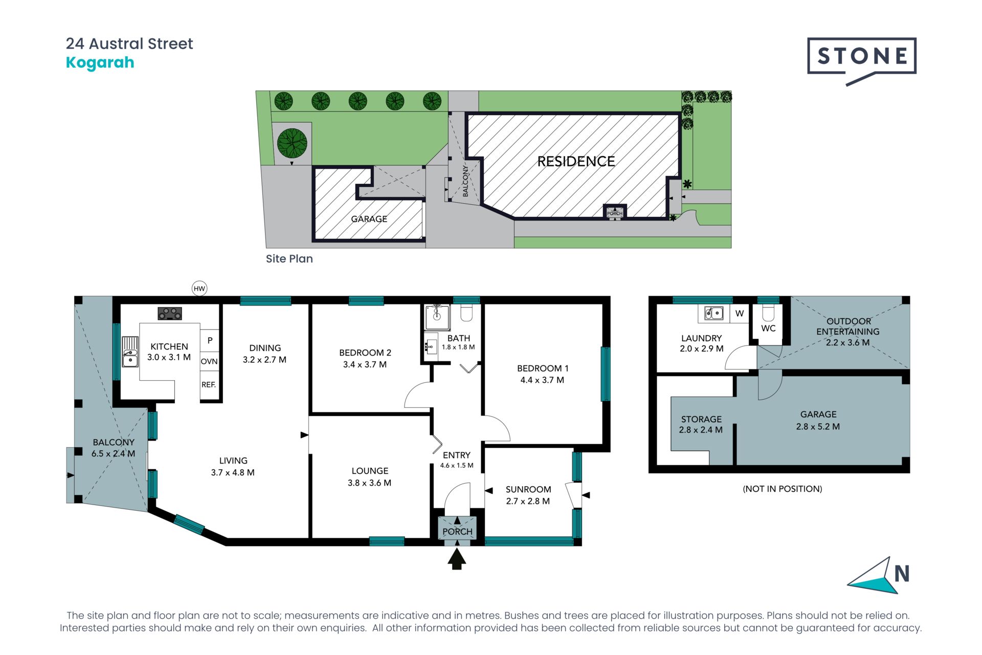Two bedroom home + study area, a walk from the beach