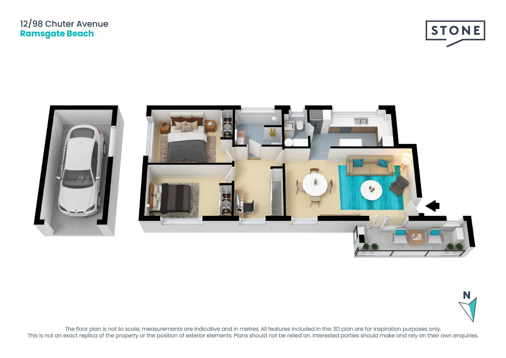 Freshly renovated living space in top beach location