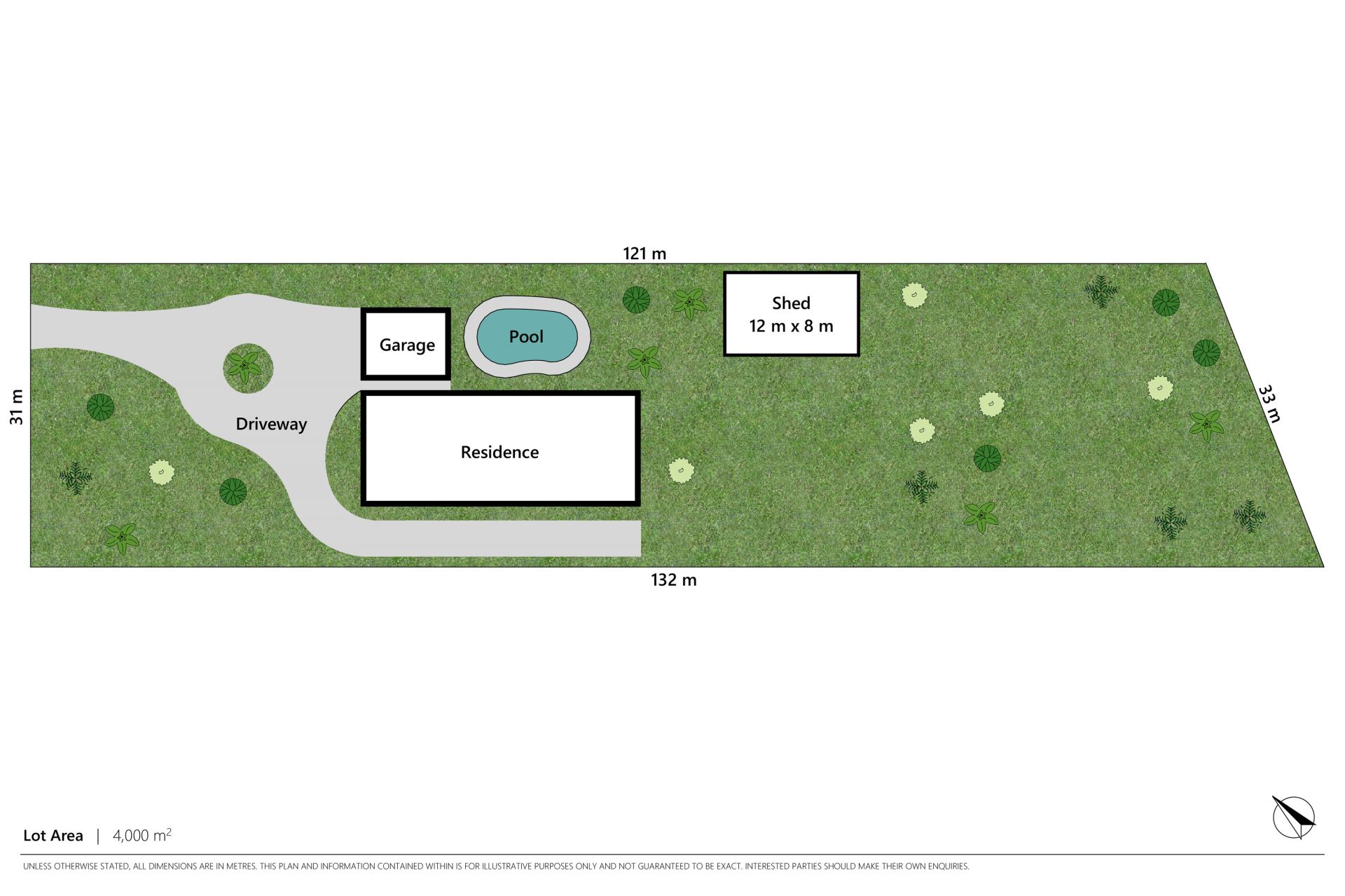 4,000m2 POOL & SHEDS