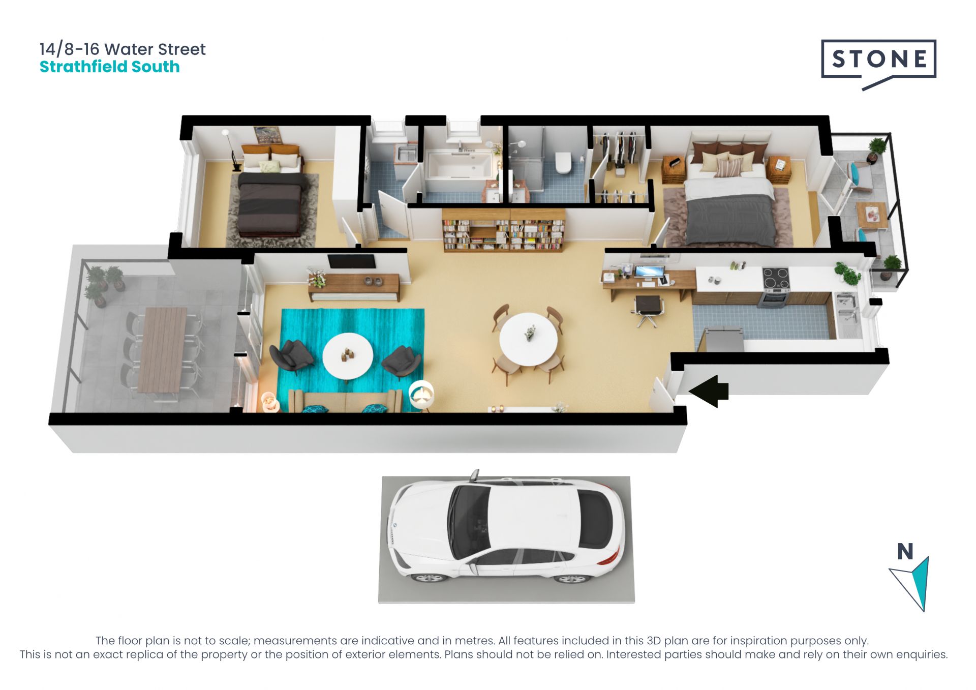 Unbelievably private top floor apartment with two balconies!