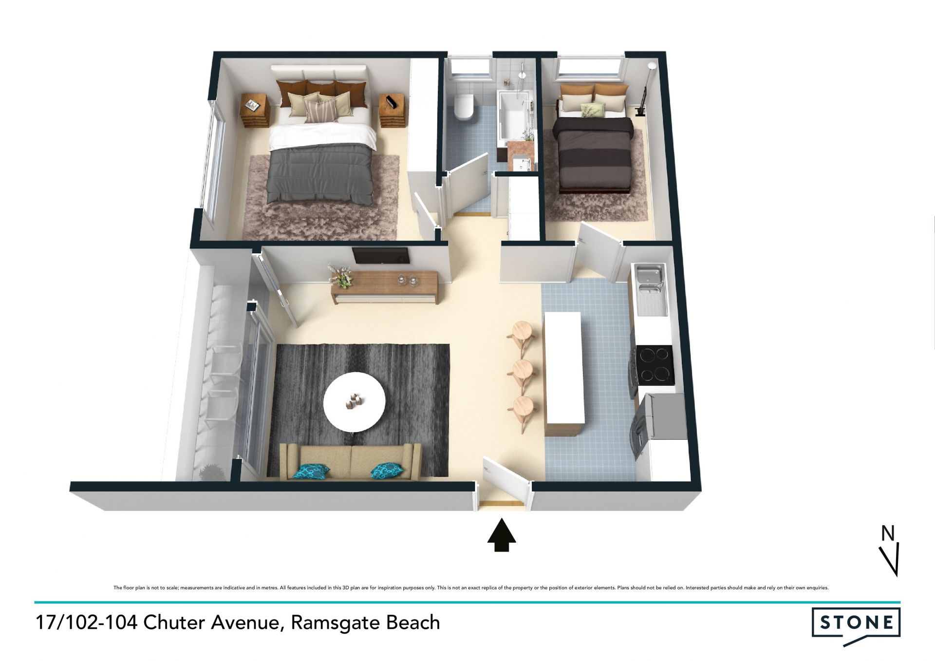 Top floor apartment in beachside locale