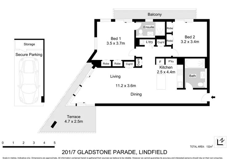 Sun-lit, two-bedroom apartment in prime location.