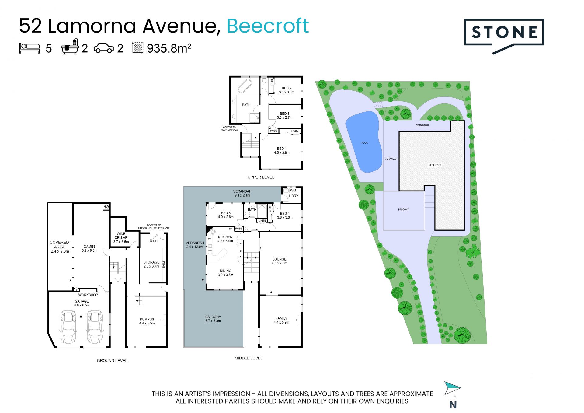 High side position on 935.8sqm of land - huge family home and potential.