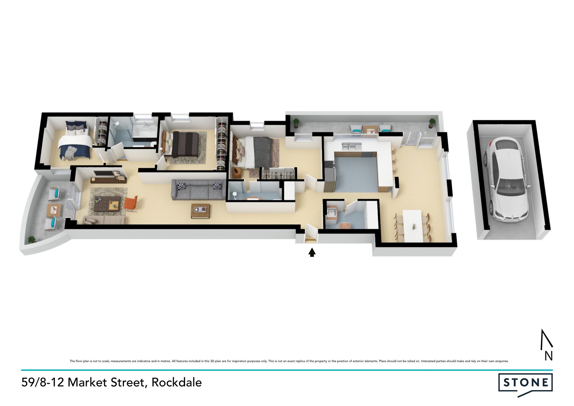 Spacious and bright three-bedroom house in the sky