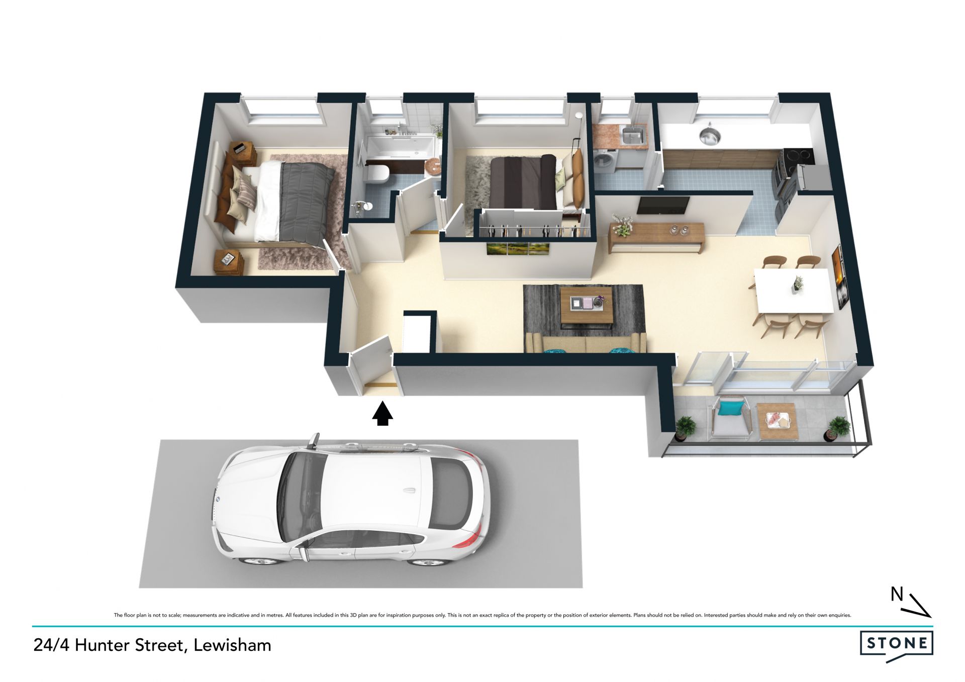 North facing apartment in ultra-convenient location