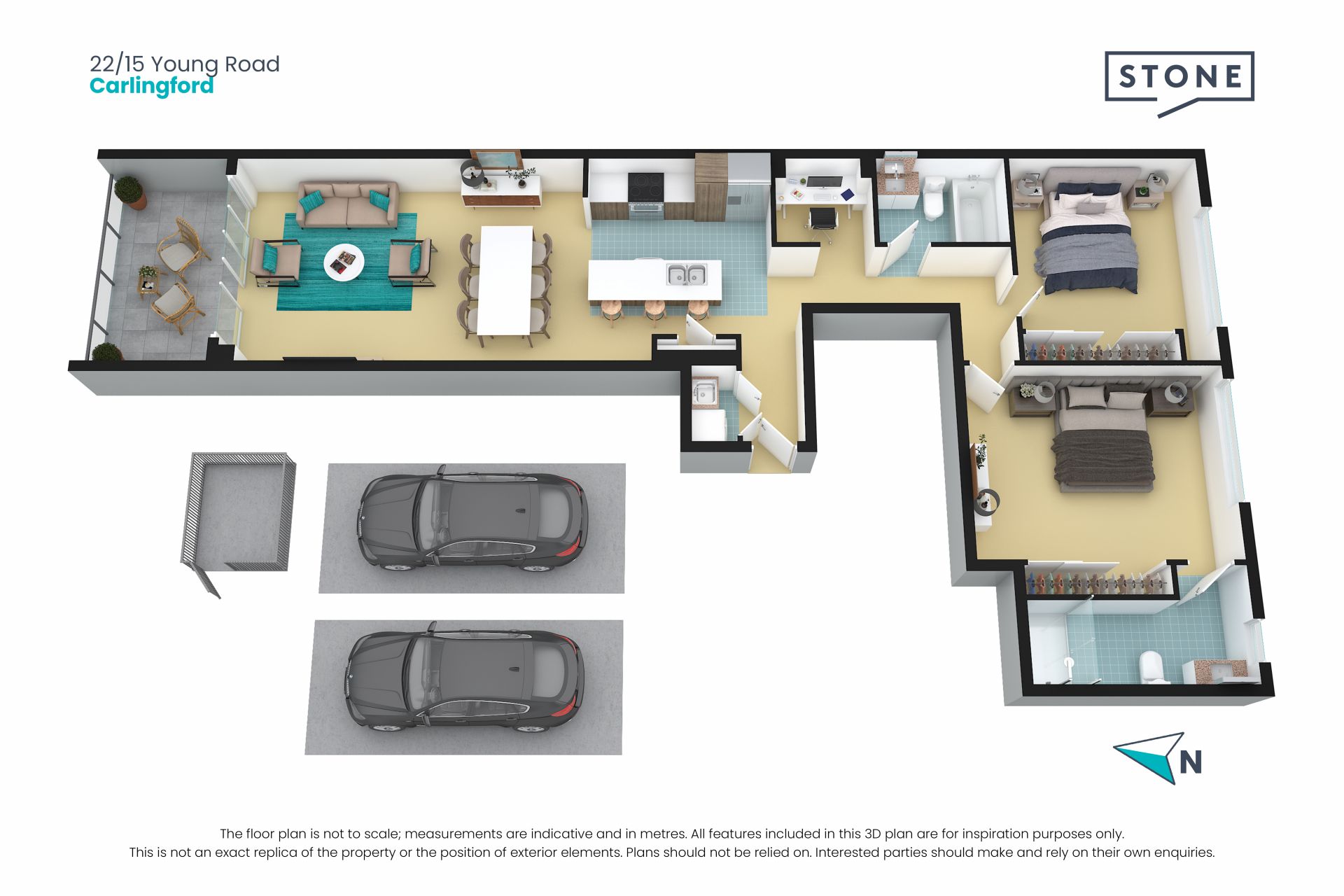 Stylish 2 Bed + Study Apartment in Carlingford