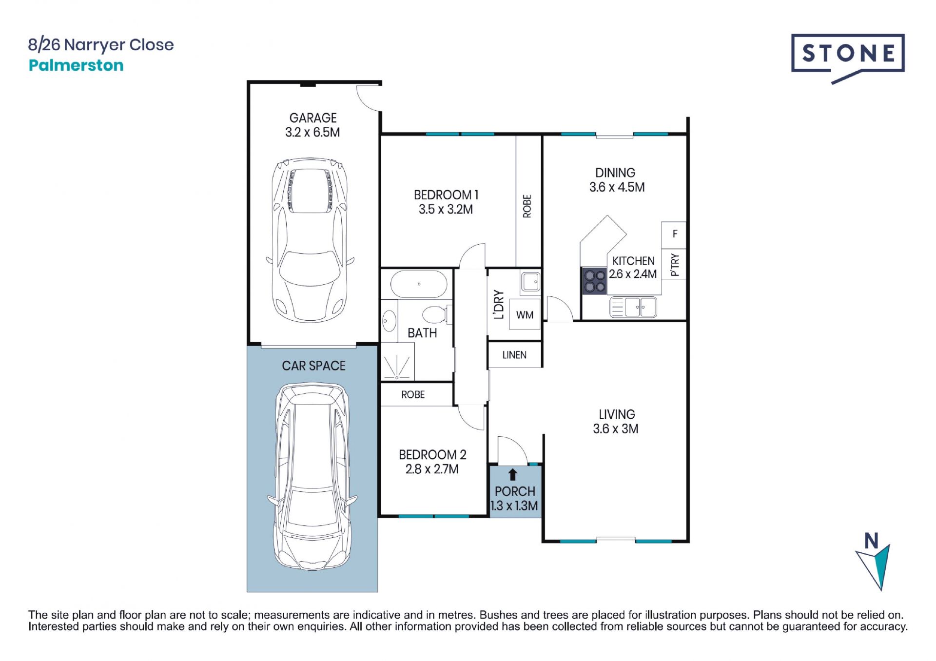 Single level design with separate living areas and two courtyards