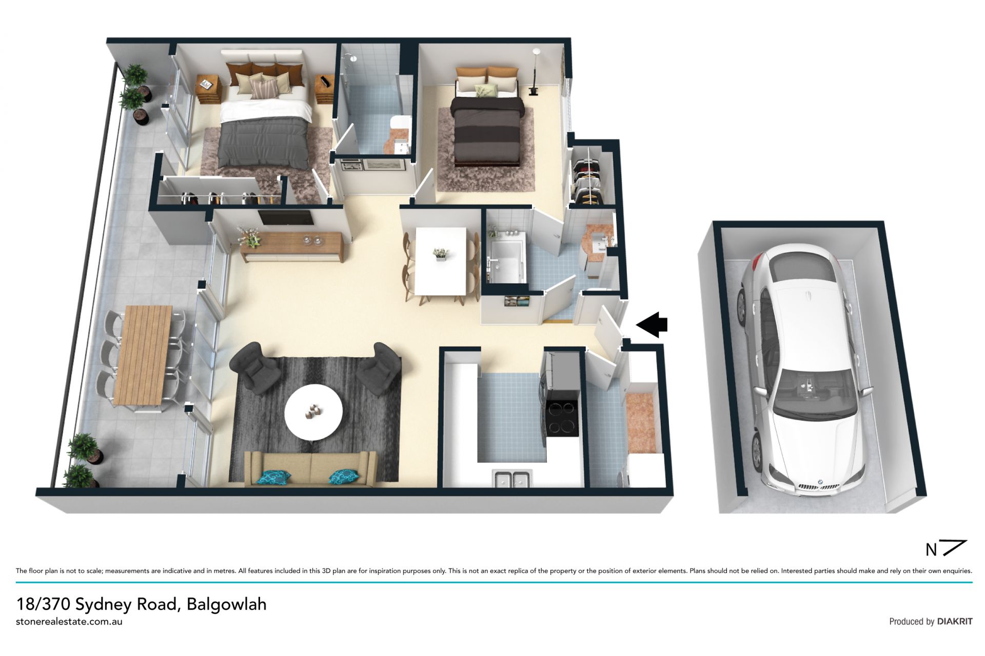 Spacious top floor apartment in convenient setting