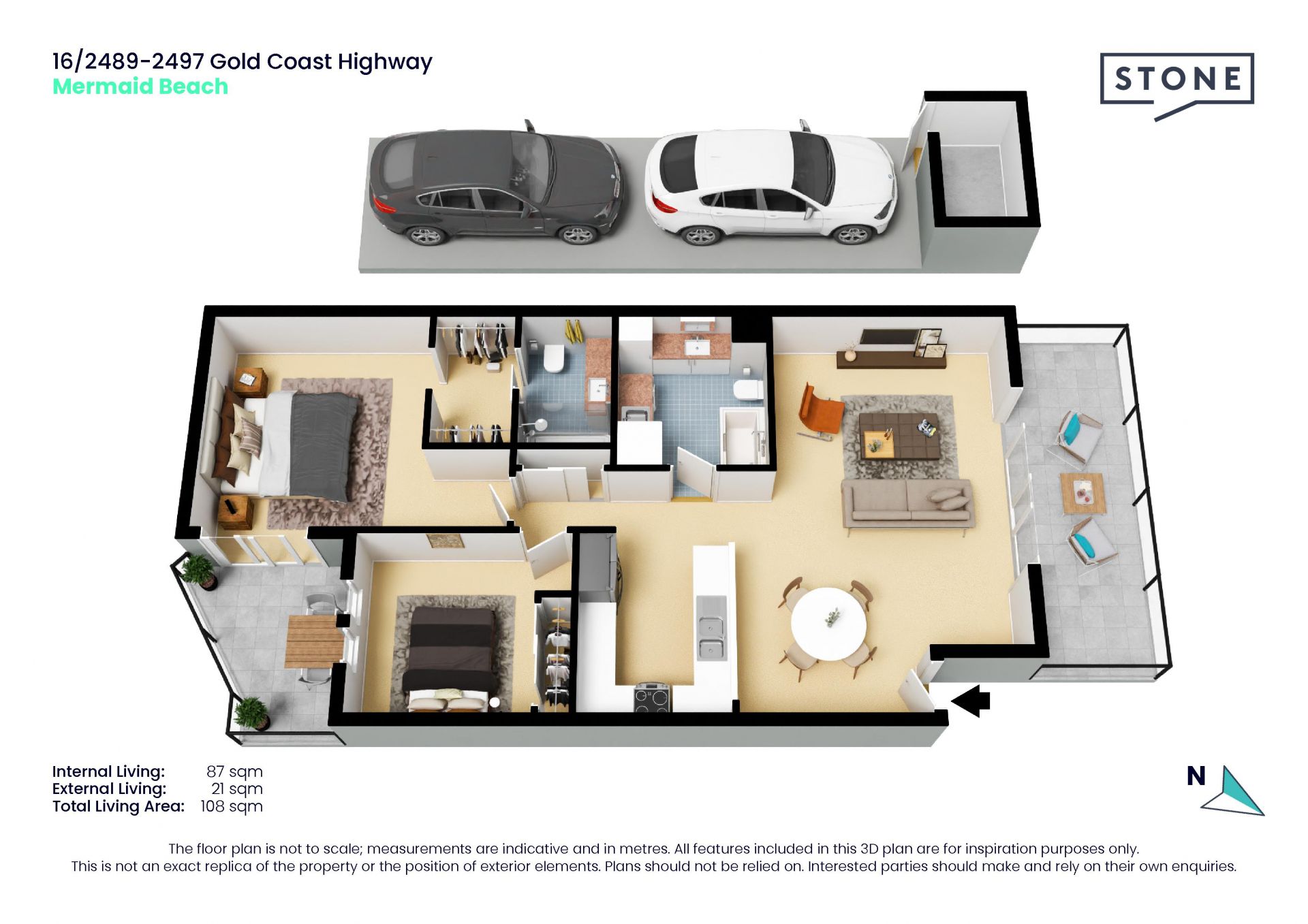 Spacious 2 bedroom unit in the heart of Mermaid Beach
