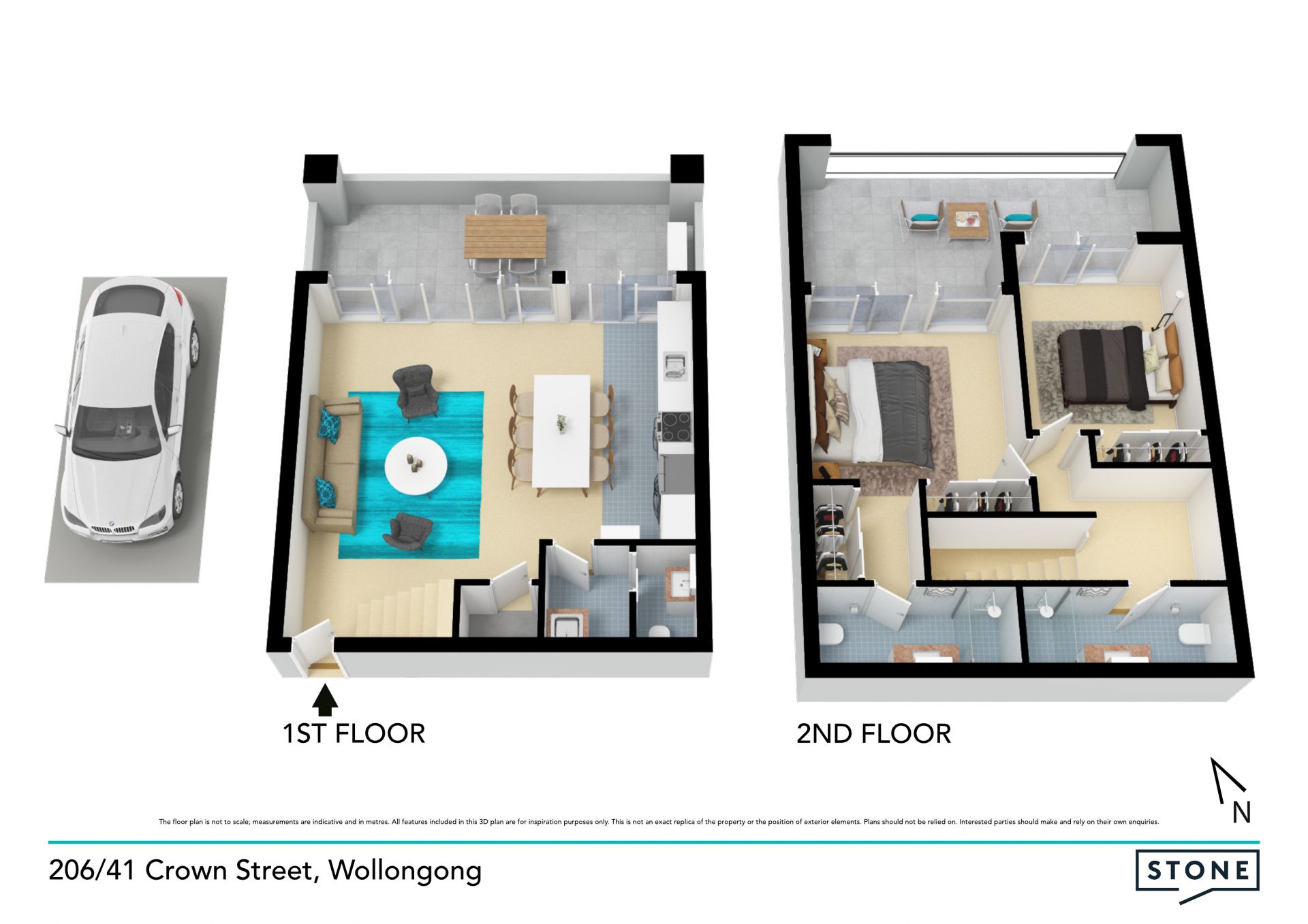 Private dual level apartment in central location