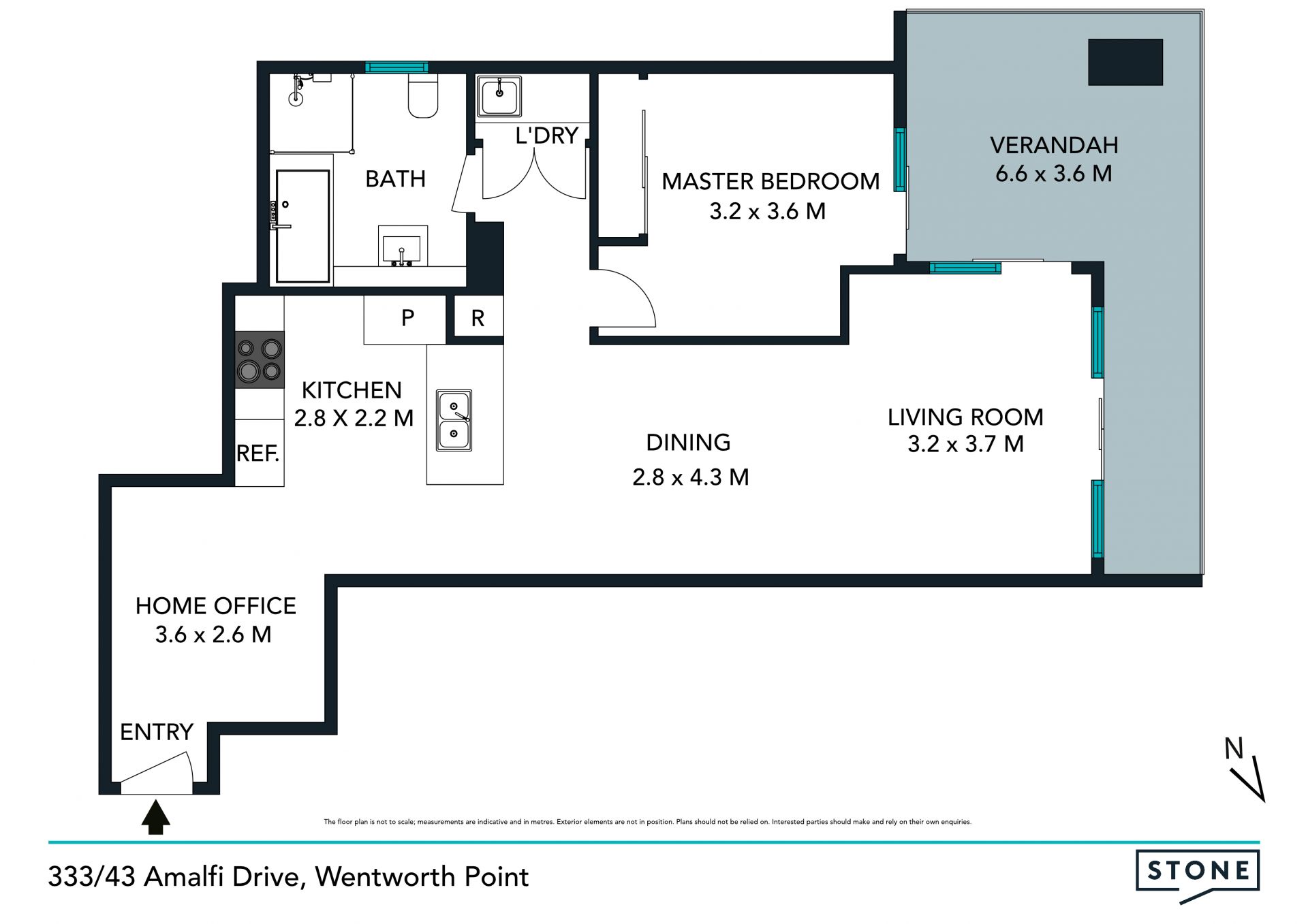 Stylish one bedder + home office