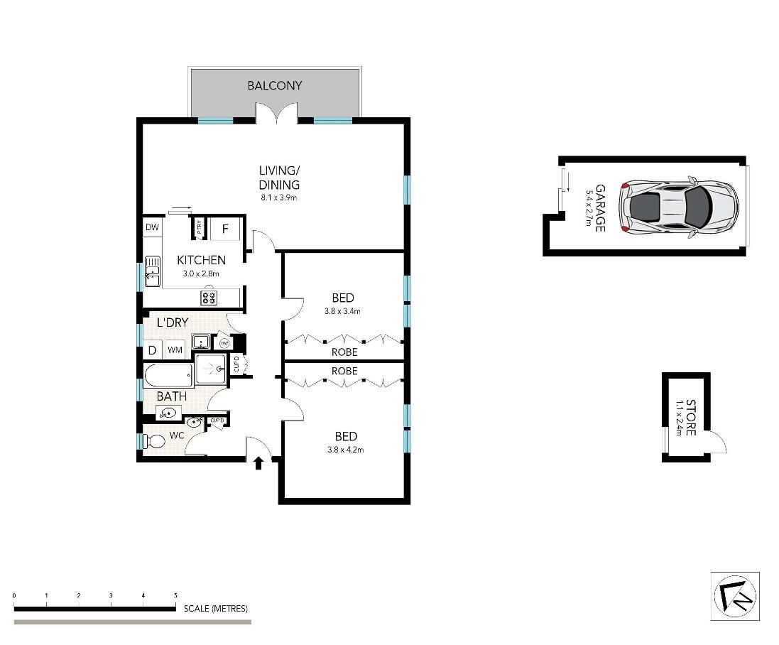 Private top floor apartment with northerly aspect