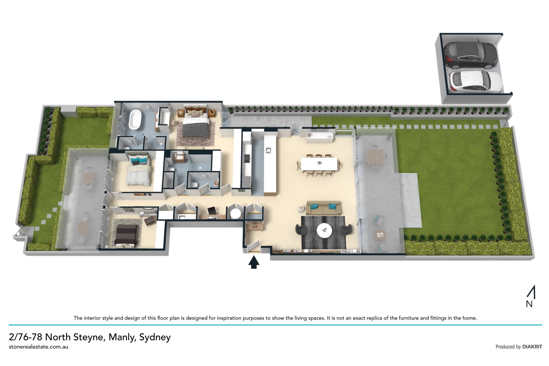 Exquisite beachfront garden apartment