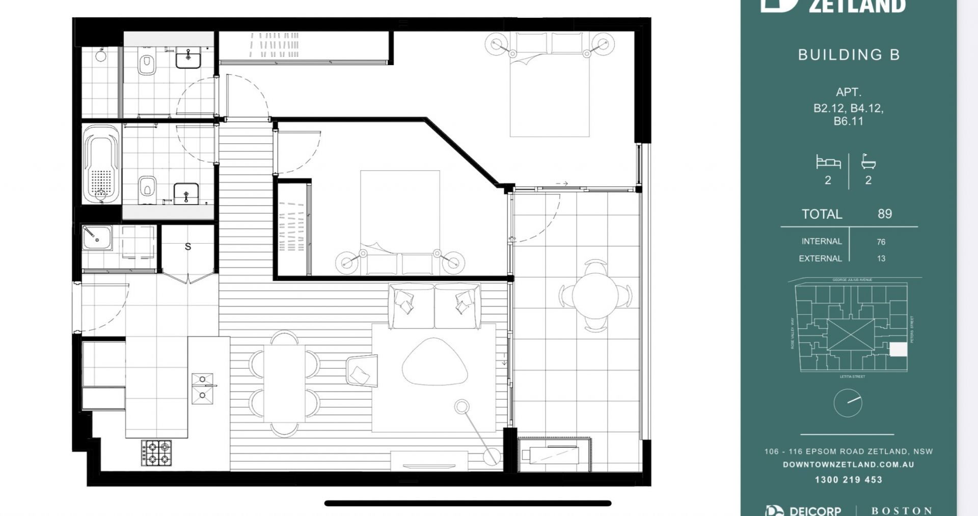 Spacious Brand New 2 Bedroom Apartment At Zetland For Rent