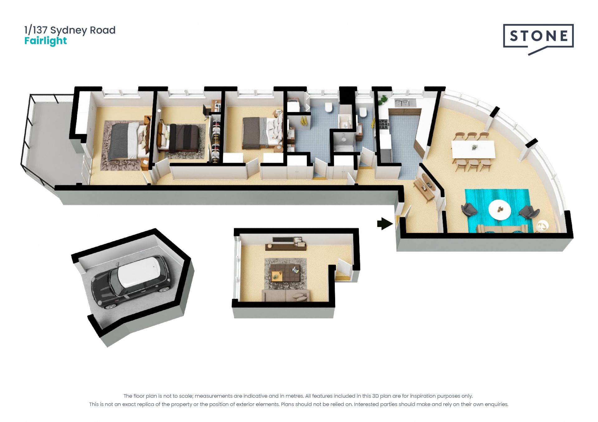 Luxe three bedroom executive garden apartment with harbour views
