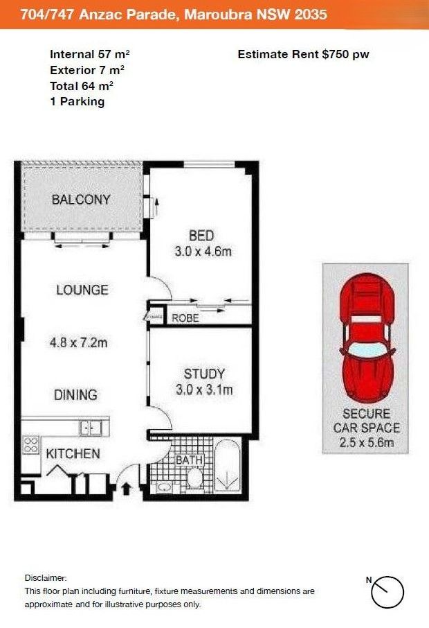 Stylish 2 Bedroom +1 Bathroom + 1 Carpark + Study Apartment Above Pacific Square