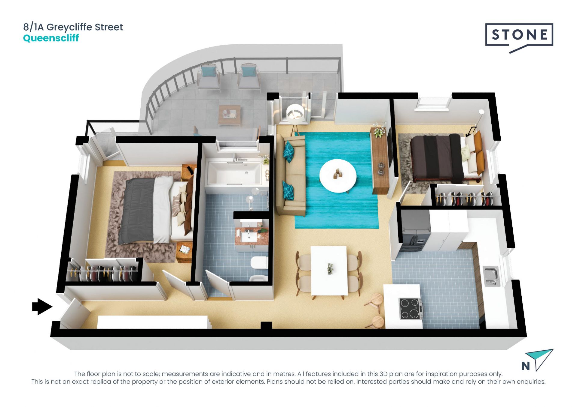 Absolute beachfront 2 bedroom apartment