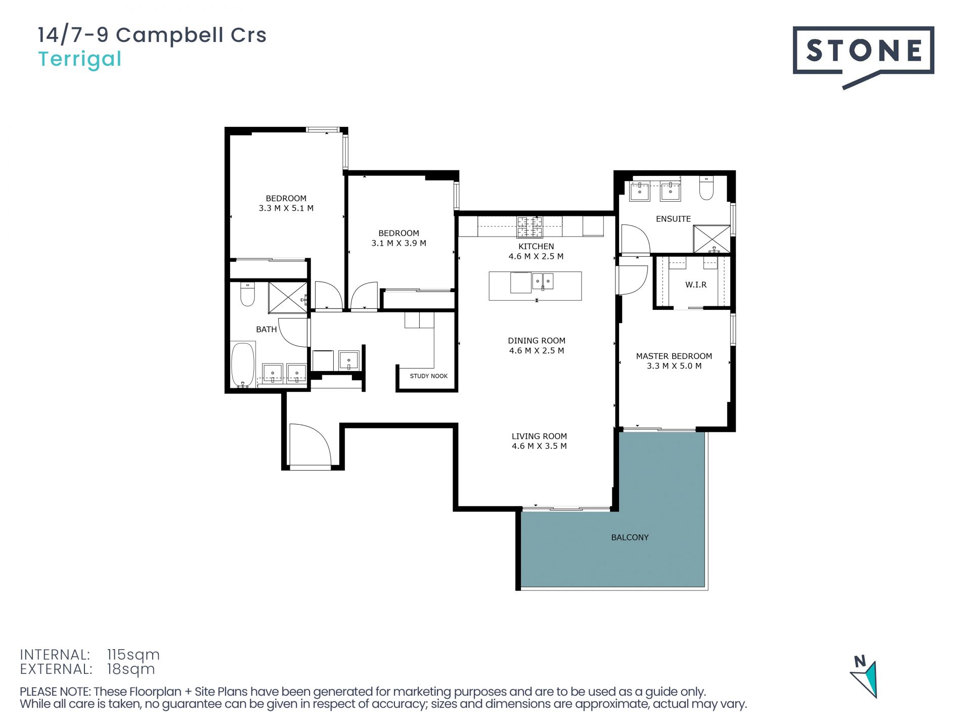 Modern North Facing Apartment Within 100m to Beach