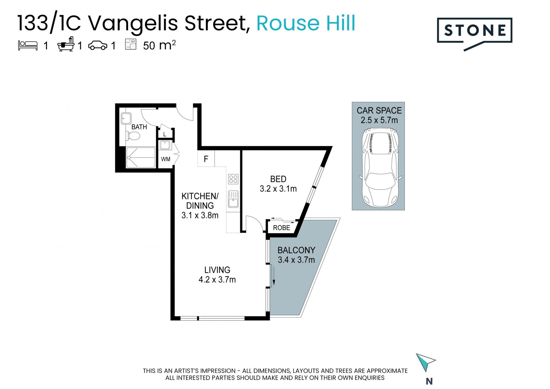 Brand new sophisticated one-bedroom apartment
