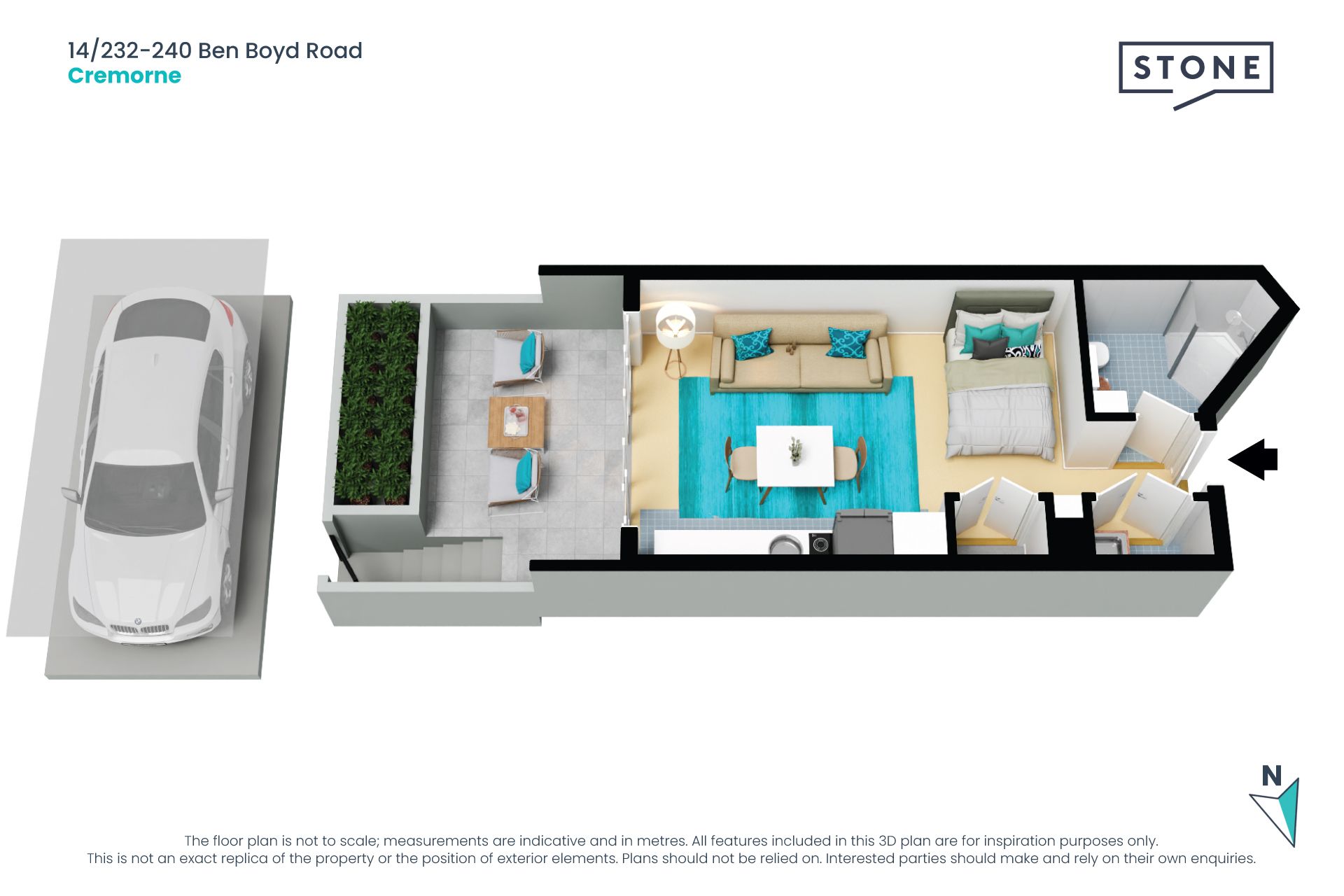 Modern Studio with Car Space!