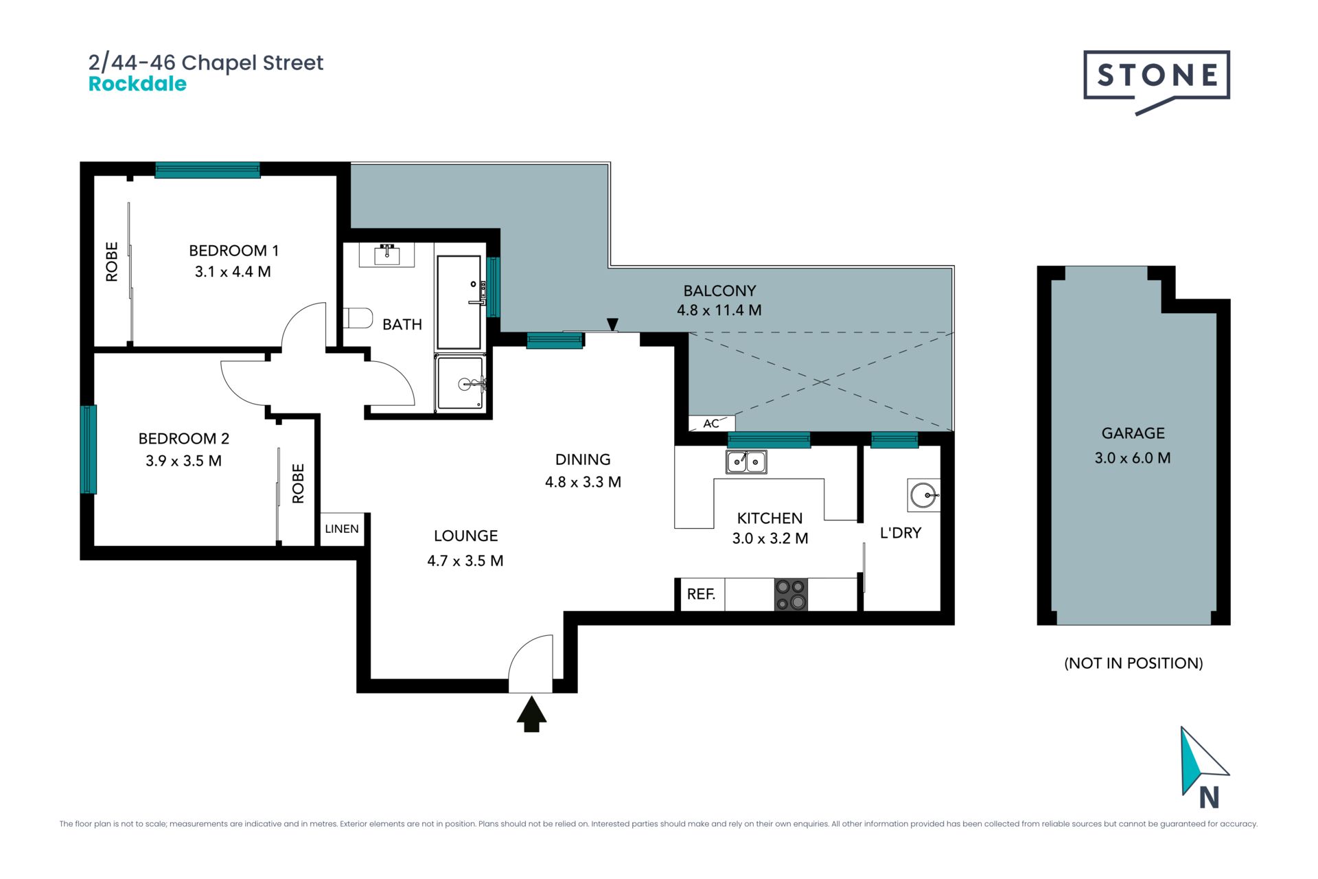 Spacious north-facing pad between trains and beach
