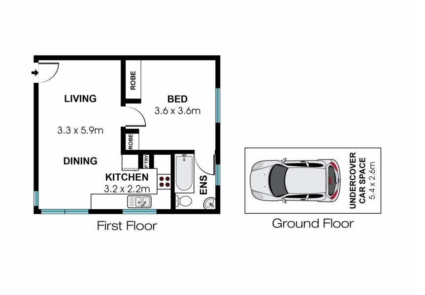 Bright entry level apartment