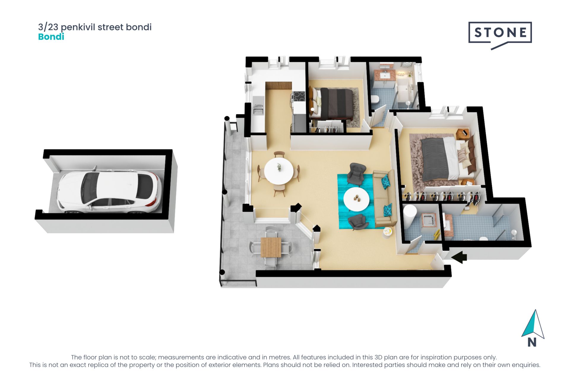 Quiet 2 bedroom unit at the rear of the block