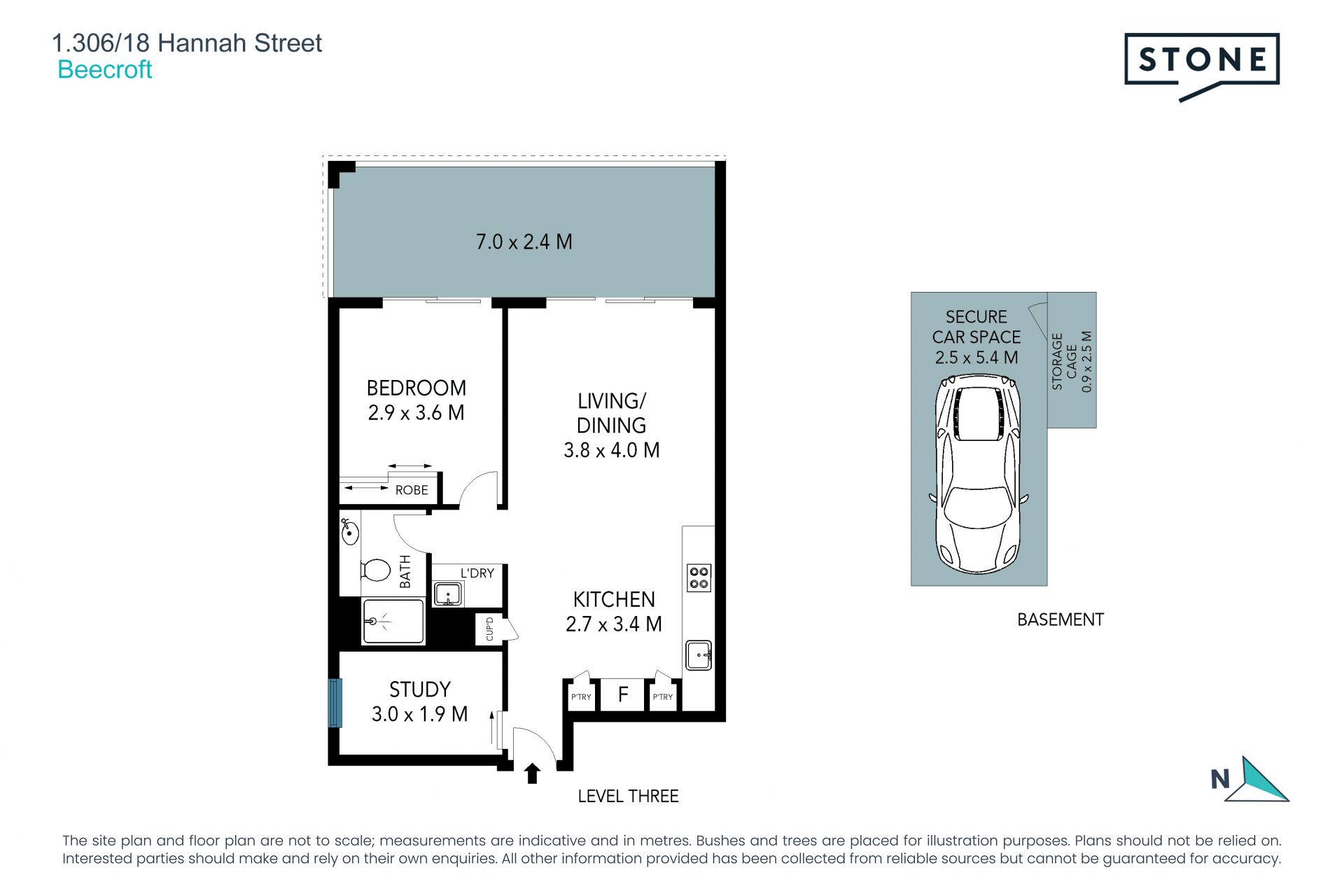 Spacious one bedroom plus study