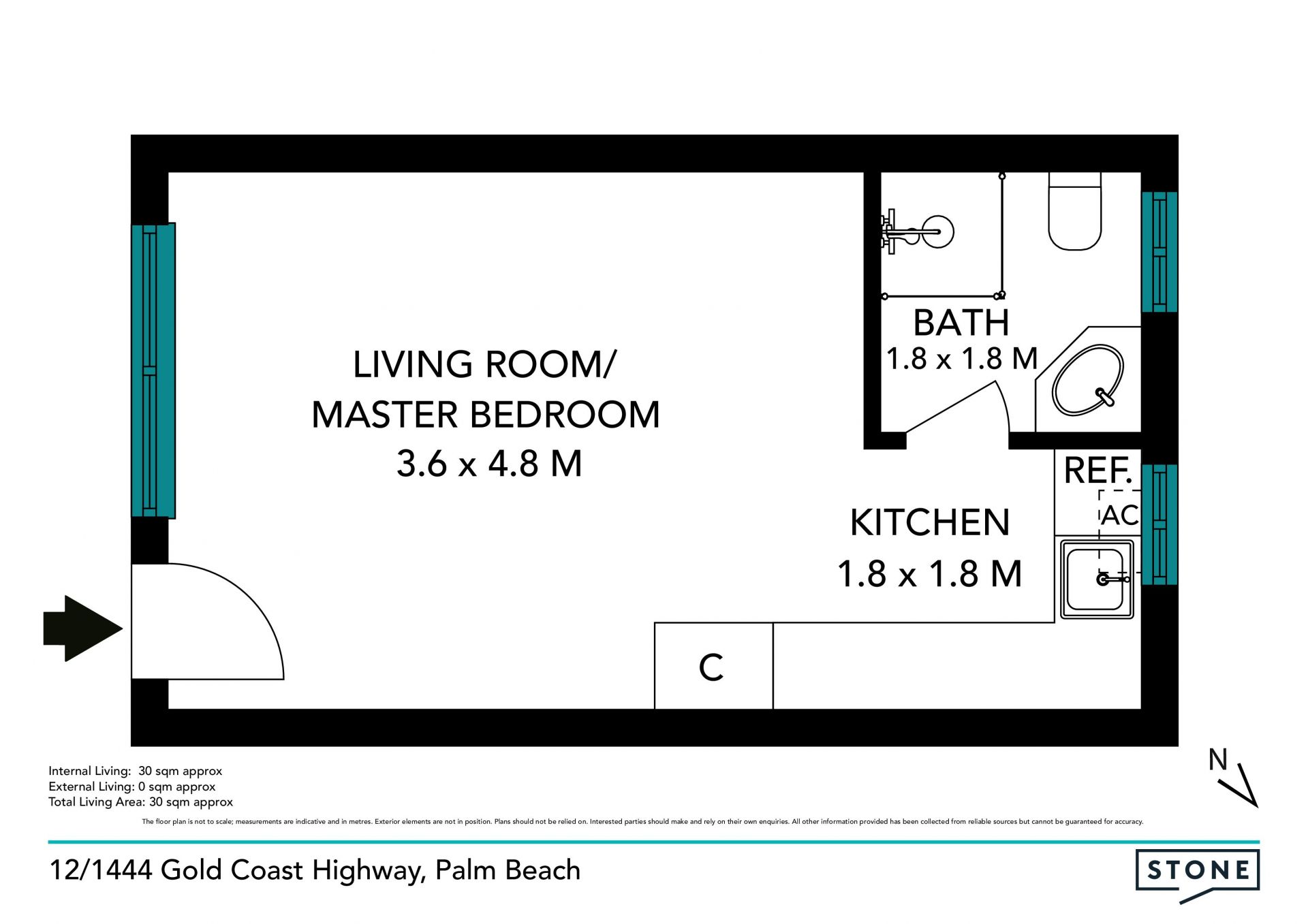Studio apartment in sought after beachside locale