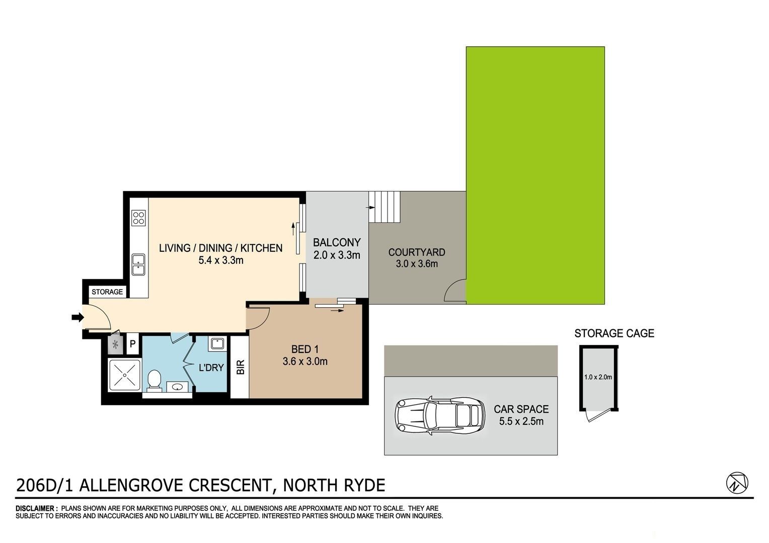 North Facing One Bedroom with Courtyard and Backyard Garden Apartment Water Usage Included